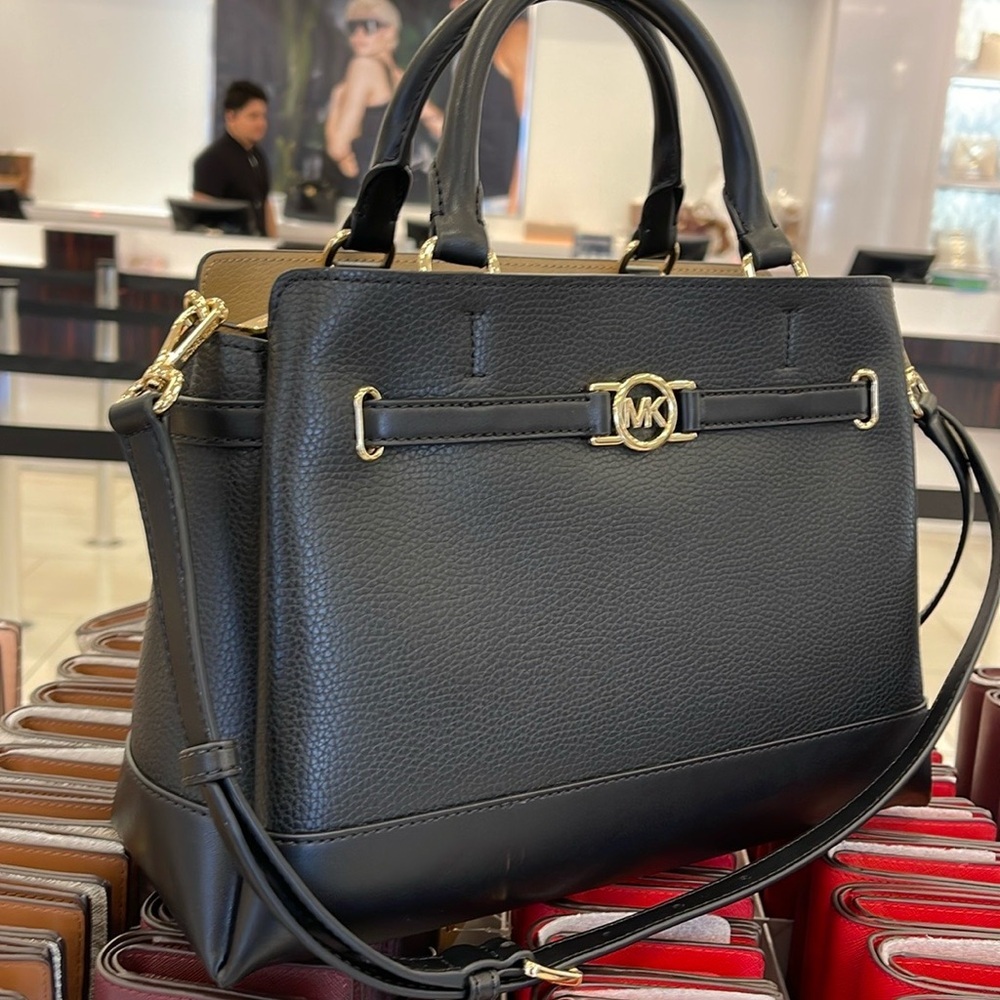 Michael Kors Mercer Lg Top-Zip Belted Satchel Crossbody CZip Bag Purse
Black